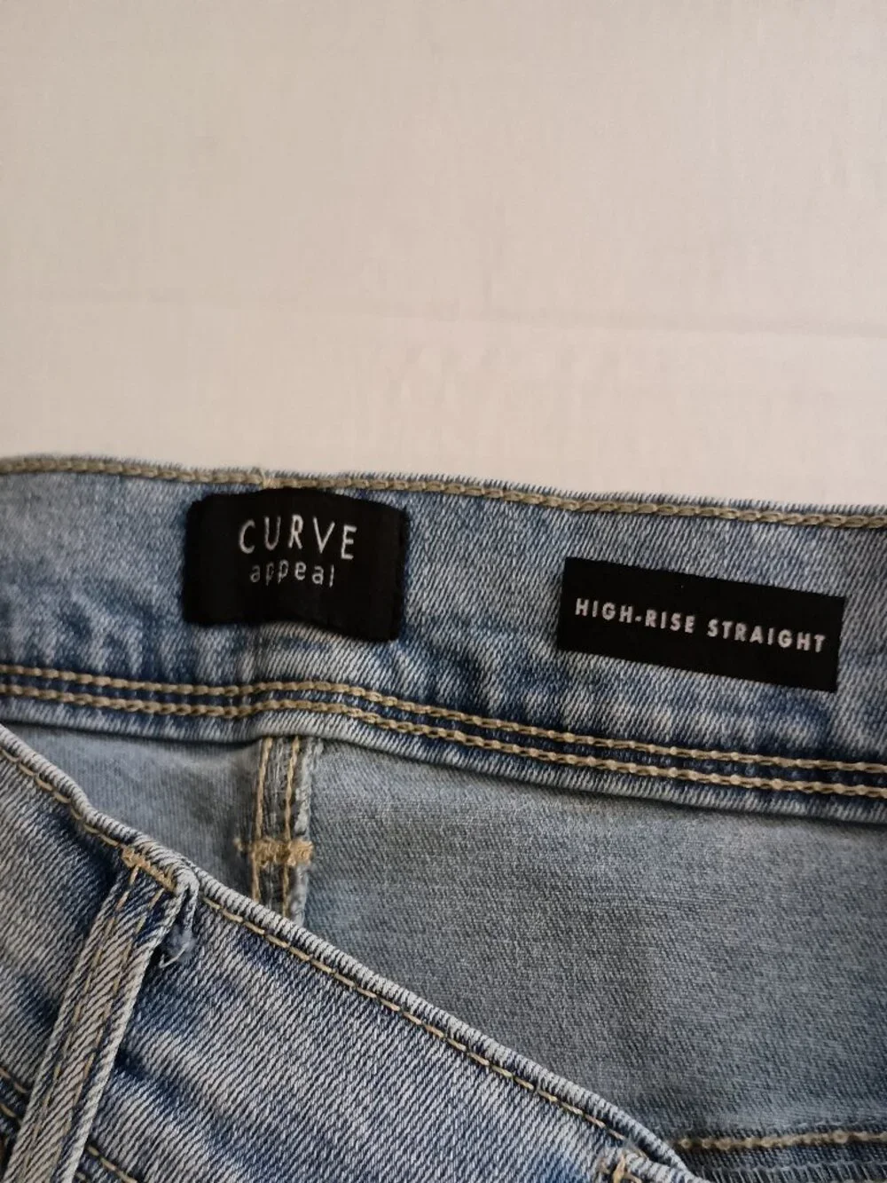 Curve Appeal High Rise Straight Ankle Jeans Light Wash Embroidered Women’s 14 VG - Picture 4 of 16